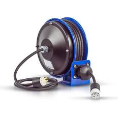 Cable Reels 30ft Compact Spring Driven Cord Reel Single Receptacle with 12GA Steel Base