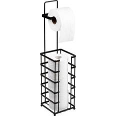 Evideco Freestanding Bathroom Metal Toilet Tissue Paper Roll Holder Reserve 4 Rolls White