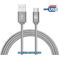 Cables Lax Gadgets Braided USB Type C Cable Google Pixel 2, Samsung S8 6ft
