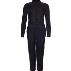 Superdry Cupro Long Sleeve Shirt Jumpsuit - Black