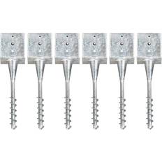 vidaXL Ground Spikes 6 pcs Silver 14x14x58