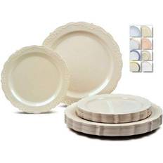 JL Prime 50 Piece Gold Plastic Plates for 25 Guests, Reusable Disposable  Plastic Plates for Party and Wedding with 25 Dinner Plates & 25 Salad Plates