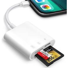 Sd card viewer SD Card Reader for iPhone iPad,Oyuiasle Trail Game Camera Micro SD Card Reader Viewer,SLR Cameras SD Reader with Dual Slot,Photography Memory Card Adapter,Plug and Play
