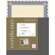 White Envelopes & Mailing Supplies Southworth Foil Enhanced Parchment Certificates, Ivory, 15/Pack (CT1R) Ivory