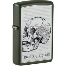 Zippo Literary Skull Design Green Matte Pocket Lighter