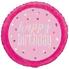 Unique 18'' Glitz Pink & Silver Round Foil Balloon Girls Birthday