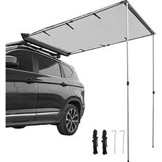 VEVOR Camping & Outdoor VEVOR 7.6 x 8.2 ft. Car Side Awning with Carry Bag Telescoping Poles Trailer Sunshade Rooftop Tent Installation Kit, Grey
