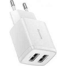 Baseus Väggladdare 220 volt 2x USB 10,5W Vit