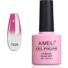 AIMEILI UV & LED Soak Off Gel Polish TC04 Hot Pink To Glitter White 0.3fl oz