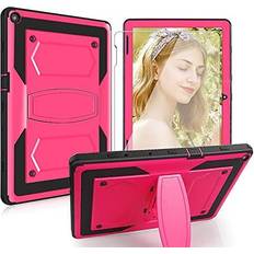 HDE iPad Air 2 Bumper Case for Kids Shockproof Hard Cover Handle Stand with  Built in Screen Protector for Apple iPad Air 2 (Pink)