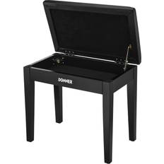 Donner Piano Bench with Storage for Music Sheet Padded Cushion Keyboard Stool Chair Vanity Seat Black