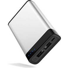 Cell phone power pack Portable Charger Power Bank Battery by TalkWorks 6000 mAh Cell Phone Backup External Dual USB Power Pack for Apple iPhone 11 XR XS X 8 7 6 iPad & Android for Samsung Galaxy Silver