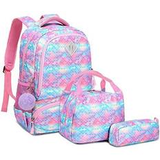 3PCS Mermaid Backpack for Girls, 16” Kids Sequin Bookbag with