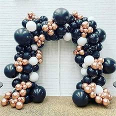 147pcs Rose Gold Balloon Garland Arch Kit Black and Rose Gold Chrome Latex Balloon Wedding Party Balloon Bridal Shower Birthday Party Backdrop Decorations