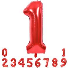 Red Number Balloons 40 Inch Red Large Numbers Balloons 0-9, Number 1 Digit 1 Helium Balloons, Foil Mylar Big Number Balloons for Birthday Party Anniversary Supplies Decorations