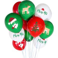 50 Pieces Christmas Latex Balloons, 12 Inch Red Green White Balloons for Christmas Party Decorations, School Classroom Game, Kids