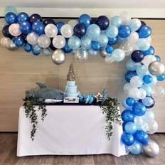 RC&Z Navy Blue Balloon Garland Arch Kit 120 with Royal Blue Baby Blue White Silver Metallic and Confetti Latex Balloons for Baby Shower Decorations Bachelorette Birthday Party Bac