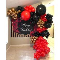 Red Black Metallic Gold DIY Balloon Arch Garland Kit-Party Supplies Metallic Gold, Red, Black Balloons for Baby&Bridal Shower, Birthday Party, Wedding, Grad, Anniversary Party