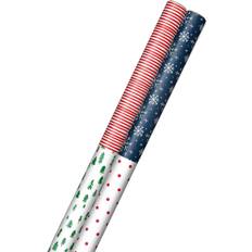 Hallmark Reversible Christmas Wrapping Paper (Santa/Red and White Stripes)  