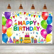 Happy Birthday Banner Backdrop for Birthday Party Decoration Supplies Large 71 x 43 Colorful Fabric Backdrop for Kids Boys Girls