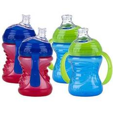 Nuby No Spill Gripper Cup with Silicone Spout, 10oz, Green/Red/Blue - 3 count