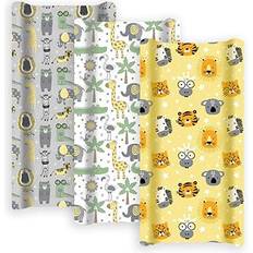 Accessories GROW WILD Changing Pad Cover 3 Pack Soft & Stretchy Jersey Cotton Baby Changing Table Pad Cover Diaper Changing Pad Covers for Girls or Boys Wipeable Sheets Grey White Yellow Safari Animals