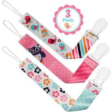 Liname Pacifier Clip for Baby Multicolor Fits All Pacifiers & Soothers 3 Pack