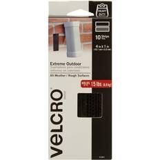 Tape VELCRO Brand Outdoor Heavy Duty Strips 4 Pk of 10 Holds 15 lbs Black Extreme Hook Loop Tape