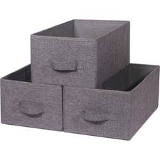 Closet storage bins Set of 3 Closet Organizer Bins with Handle, Linen
