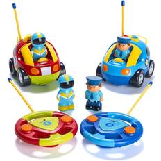 JOYIN 4 Pcs 7 Long Vehicle Toy Set, Toddlers Cars with Lights and Siren  Sound, Including