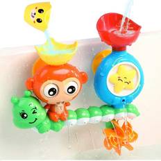 Bath Toys G-WACK Bath Toys for Toddlers Age 1 2 3 Year Old Girl Boy, Preschool New Born Baby Bathtub Water Toys, Durable Interactive Multicolored Infant Toy, Lovely Monkey Caterpillar, 2 Strong Suction Cups