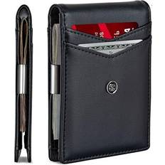 FOXHACKLE Men's Slim Minimalist Key Ring Leather Card Holder Wallet RFID  Blocking | Full Grain Leather Card Case Wallet for Men | Front Pocket