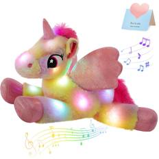 Soft Toys Glow Guards 18 Light up Musical Rainbow Stuffed Unicorn Soft Plush Pillow with LED Night Lights Lullaby Glow in Dark Bedtime Pal Gifts for Toddler Kids