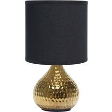 Simple Designs 9.25 Gold Black Hammered Drip Mini Table Lamp