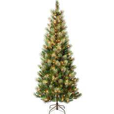 Interior Details National Tree Company First Traditions Pre-Lit Charleston Pine Snowy Slim Christmas Tree