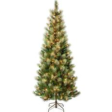 Christmas Decorations National Tree Company First Traditions Pre-Lit Charleston Pine Snowy Slim Christmas Tree