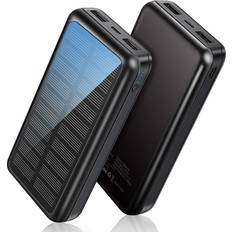 Solar battery bank Portable Charger Power Bank 30000mAh SOXONO Solar Charger, 2 USB Ports High-Speed Panel External Battery Pack for iPhone, Samsung Galaxy and More