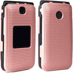 Wallet Cases Case for Alcatel Go Flip V, Nakedcellphone [Rose Gold Pink] Protective Snap-On Cover [Grid Texture] for Alcatel Go Flip, MyFlip 4G, QuickFlip, AT&T Cingular Flip 2, (A405DL, 4051s, 4044, A405)
