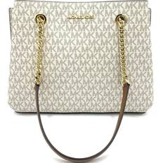 Michael Kors Teagen Large Jet Set Chain Tote Vanilla MK Signature