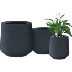 Large planter pots outdoor Kante 15.3"+11.6"+8.2" Dia Round Concrete Planter,Large Planter Pots Containers Holes