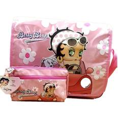 Children Computer Bags betty boop large messenger bag girls laptop briefcase bag and pencil case set (pink and white)
