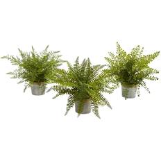With Lighting Decorative Items Nearly Natural Ferns with Planter Set Artificial Plant 3