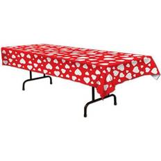 Beistle 54 x 108 Heart Tablecover- Red/White, 2/Pack Quill