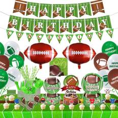 Football Party Supplies Sports Theme Party Pack for Game Day and Birthday Including Dinner Plates, Dessert Plates, Cups, Napkins, Spoons, Knives