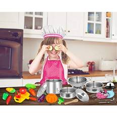 Juboury Pretend Play Kitchen Set - Toy Kitchen Accessories with