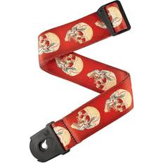D'Addario Alchemy Planet Lock Straps Red And White Skulls 2 In