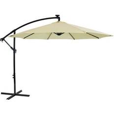Cantilever umbrella with lights Sunnydaze Outdoor Steel Cantilever Offset Patio Umbrella with Solar Lights Air Vent