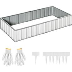 Pots, Plants & Cultivation OutSunny 69 White Metal Raised Garden Bed, Planter