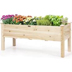 Pots, Plants & Cultivation Costway Raised Garden Bed Elevated Planter Box Flower