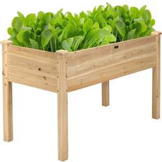 Pots, Plants & Cultivation Costway 49.5 23.5 Natural Wood Garden Raised Bed Elevated Vegetable Planter